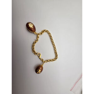 Fabergé 2-Egg Charm Bracelet, Museum Company, Gold-Finished Pewter, Jewel Tones